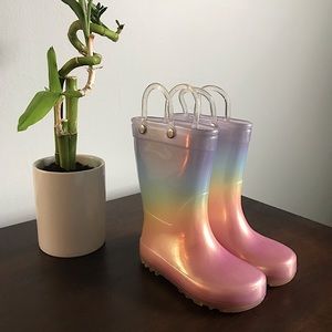 Rainbow rain boots